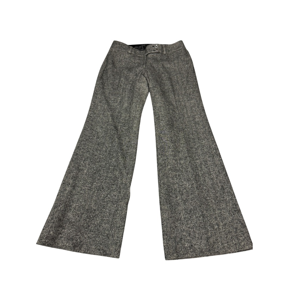 White House Black Market Legacy Flare Leg Pants Gray Tweed Wool Silk Blend 8R